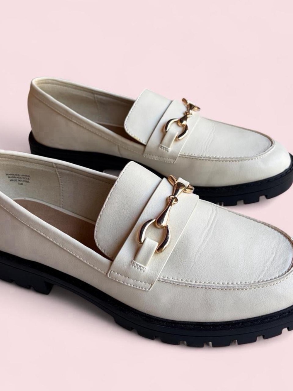 Cream LOFT Loafers with Gold Hardware - Women